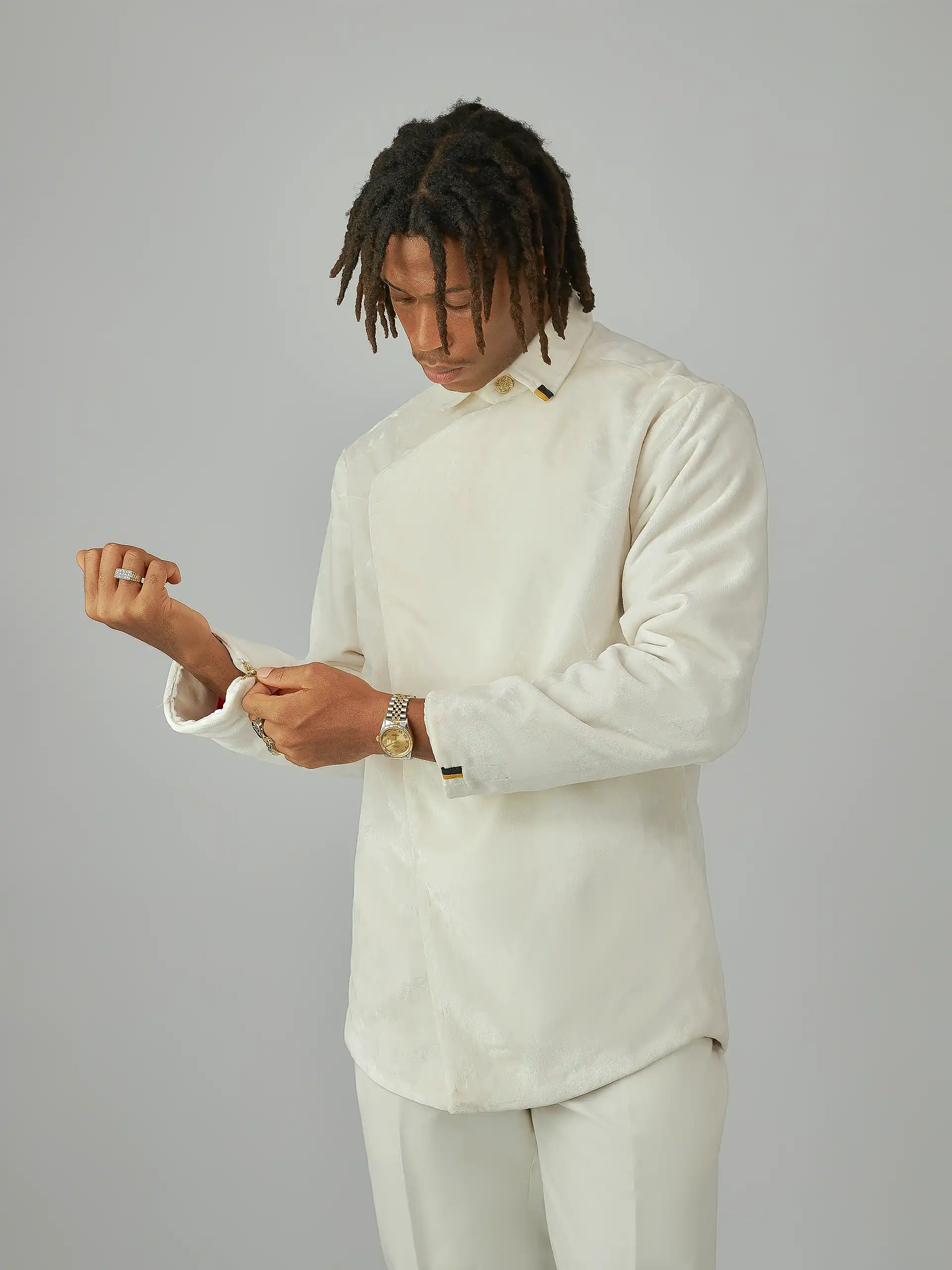 Revere Signature Crossed Jacket – Cream Velvet, Revere by King