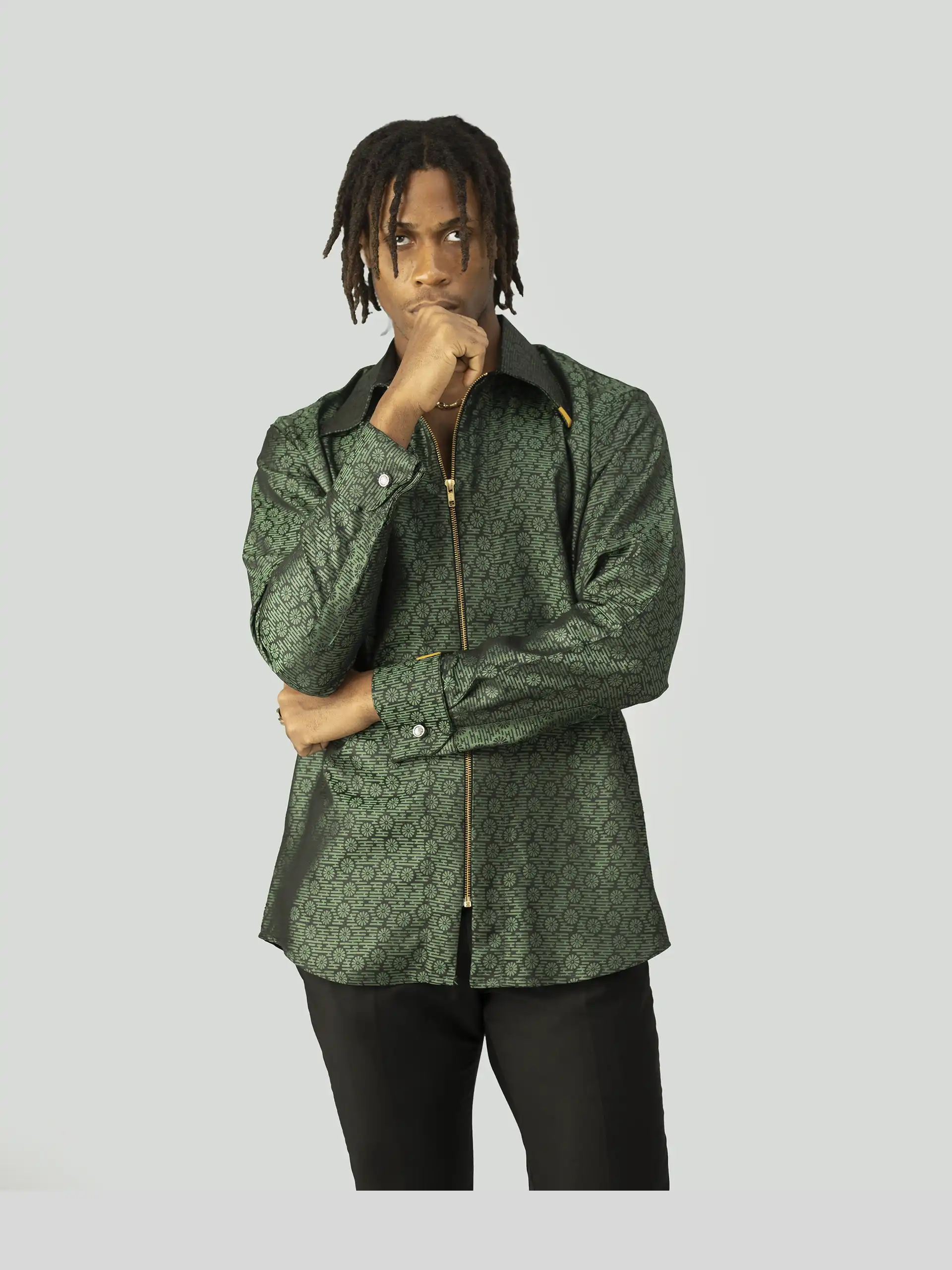 Revere Patterned Safari Shirt – Green