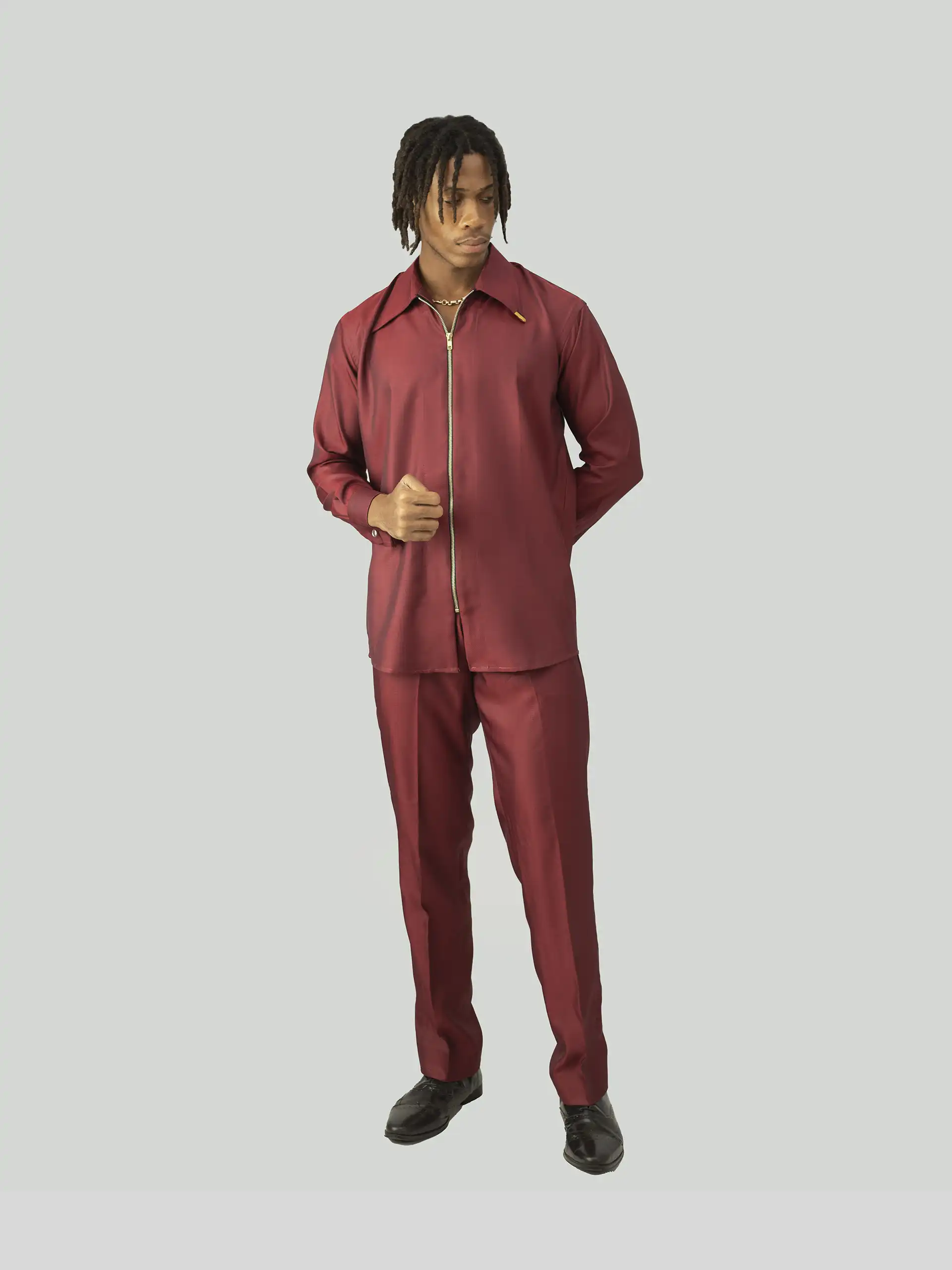 Revere Safari -Inspired Cuff-Linked Two-Piece – Wine, Revere by King