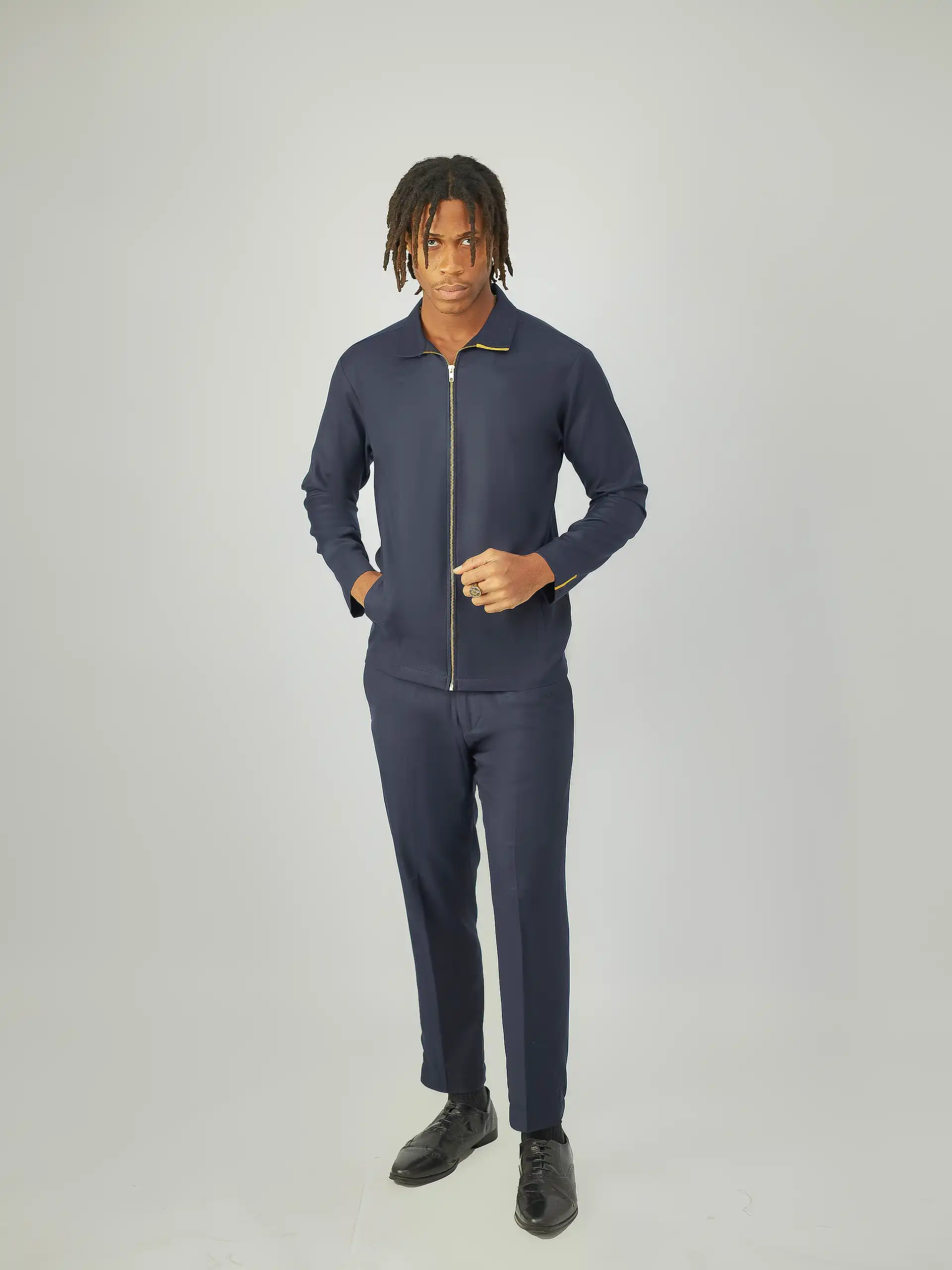 Revere Signature Cashmere Two-Piece – Navy Blue, Revere by King