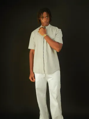 Zanari Style Linen Short-sleeve Shirt with Zip, Revere by King
